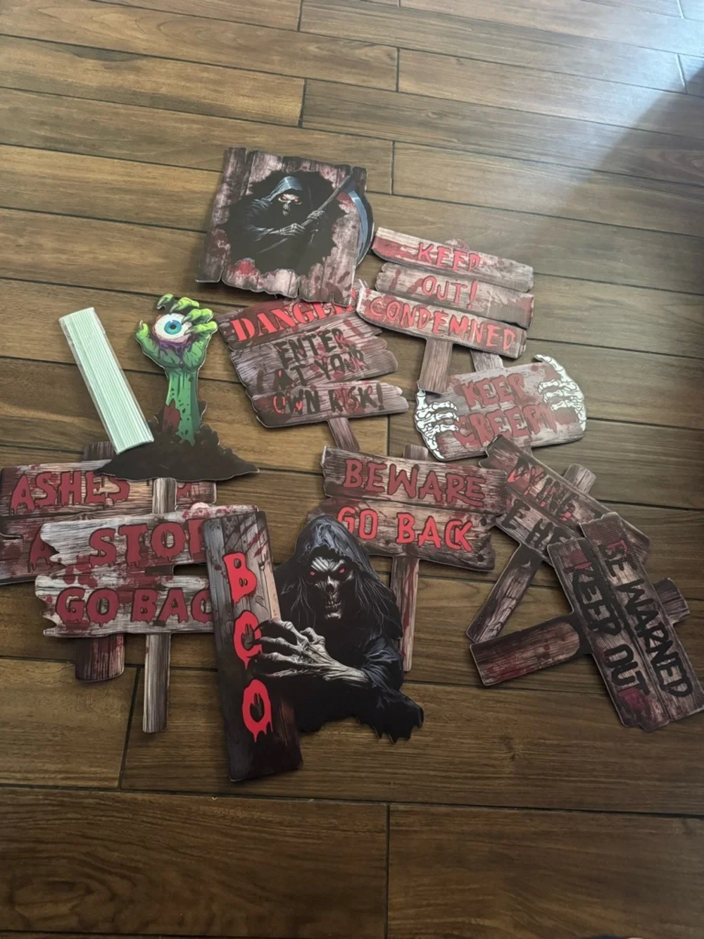 11pcs Halloween Lawn Signs Yard Stakes Halloween Warning signs